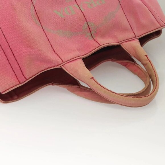 PRADA Canapa GM Hand Bag Canvas Pink Gold Auth bs28066 - Picture 7 of 16